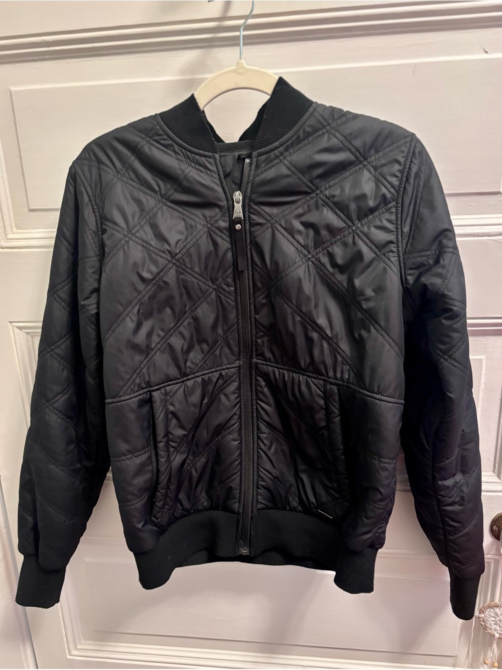 Prana Black Quilted Bomber Jacket